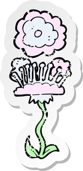 retro distressed sticker of a cartoon flower vector