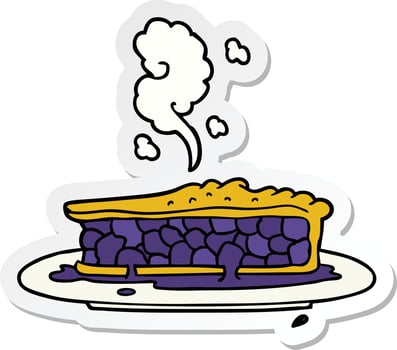 sticker of a cartoon blueberry pie vector