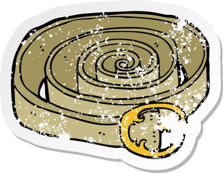 retro distressed sticker of a cartoon belt vector