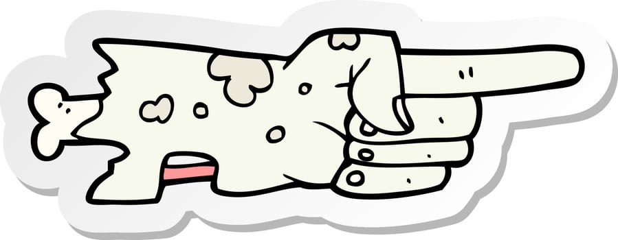 sticker of a cartoon pointing zombie hand vector