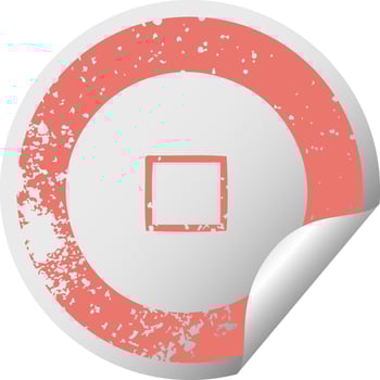 distressed circular peeling sticker symbol stop button vector