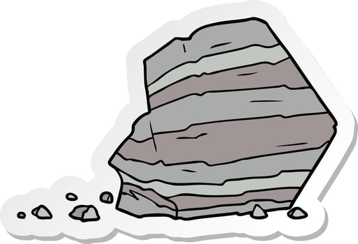 sticker of a cartoon large rock vector
