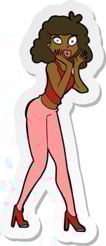 sticker of a cartoon surprised woman vector