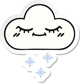 sticker of a cute cartoon snow cloud vector