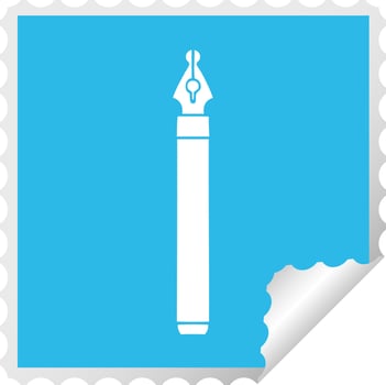 quirky square peeling sticker cartoon ink pen vector