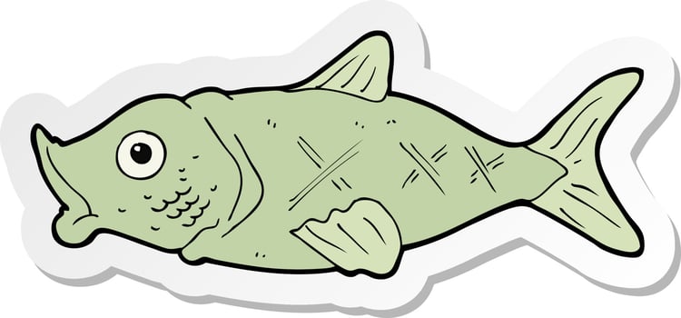 sticker of a cartoon fish vector