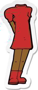 sticker of a cartoon female body vector