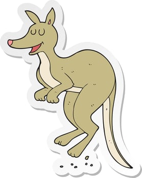 sticker of a cartoon kangaroo vector