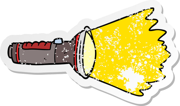 distressed sticker of a cartoon electric torch vector