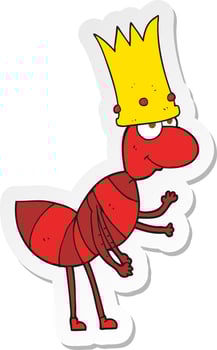 sticker of a cartoon ant queen vector
