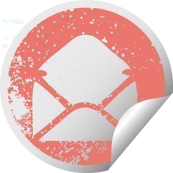 distressed circular peeling sticker symbol paper envelope vector
