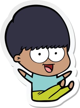 sticker of a happy cartoon boy vector