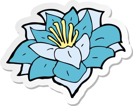 sticker of a cartoon flower vector