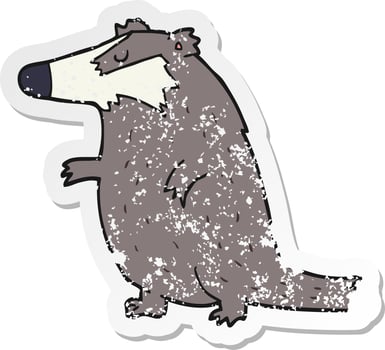 distressed sticker of a cartoon badger vector