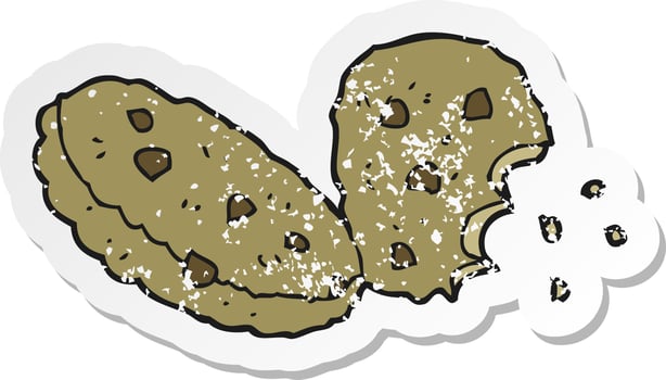 retro distressed sticker of a cartoon cookies vector