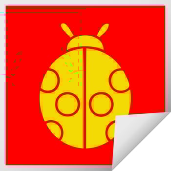 square peeling sticker cartoon lady bug vector