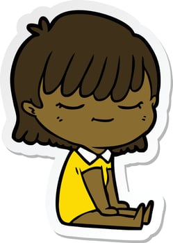 sticker of a cartoon woman vector