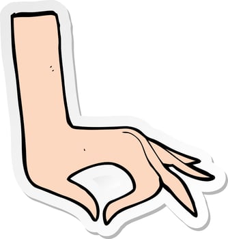 sticker of a cartoon hand symbol vector
