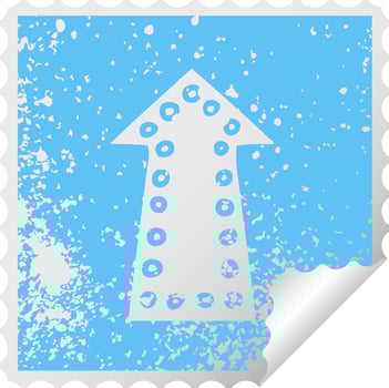 quirky distressed square peeling sticker symbol arrow vector