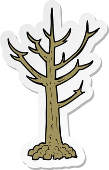sticker of a cartoon naked tree vector