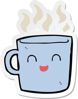sticker of a cute coffee cup cartoon vector