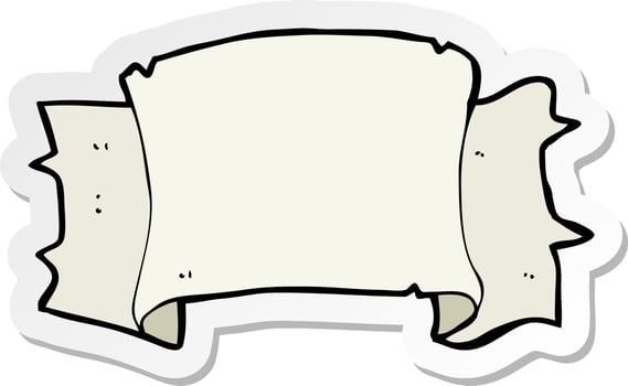 sticker of a cartoon heraldry scroll banner vector