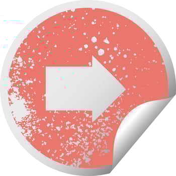 distressed circular peeling sticker symbol arrow symbol vector