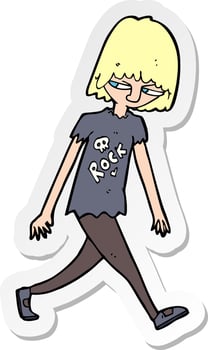 sticker of a cartoon teenager vector
