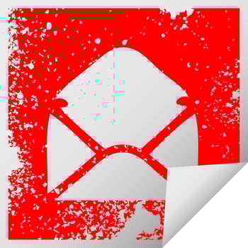 distressed square peeling sticker symbol paper envelope vector