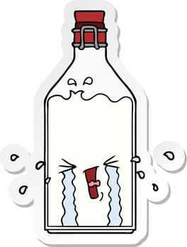 sticker of a cartoon old bottle vector
