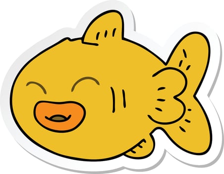 sticker of a quirky hand drawn cartoon fish vector