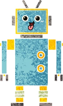 retro illustration style cartoon robot vector