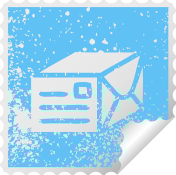 distressed square peeling sticker symbol paper parcel vector