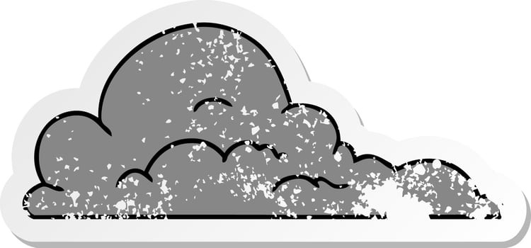 distressed sticker cartoon doodle of white large clouds vector