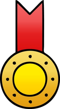gradient shaded cartoon gold medal vector
