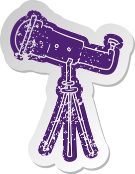 distressed old sticker of a large telescope vector