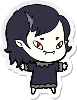 sticker of a cartoon friendly vampire girl vector