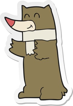 sticker of a cartoon bear vector