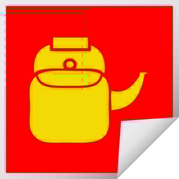 square peeling sticker cartoon kettle pot vector