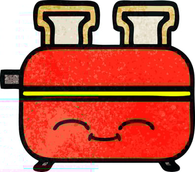 retro grunge texture cartoon of a toaster vector