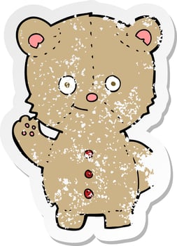 retro distressed sticker of a cartoon teddy bear vector