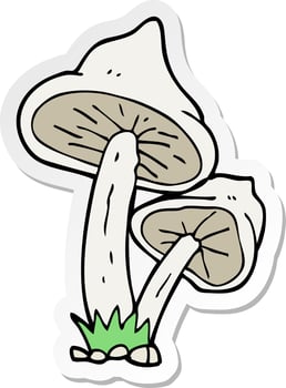 sticker of a cartoon mushroom vector