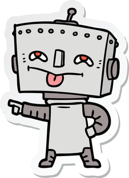 sticker of a cartoon robot vector