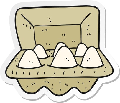 sticker of a cartoon eggs in box vector