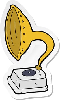 sticker of a cartoon phonograph vector