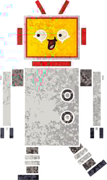 retro illustration style cartoon robot vector