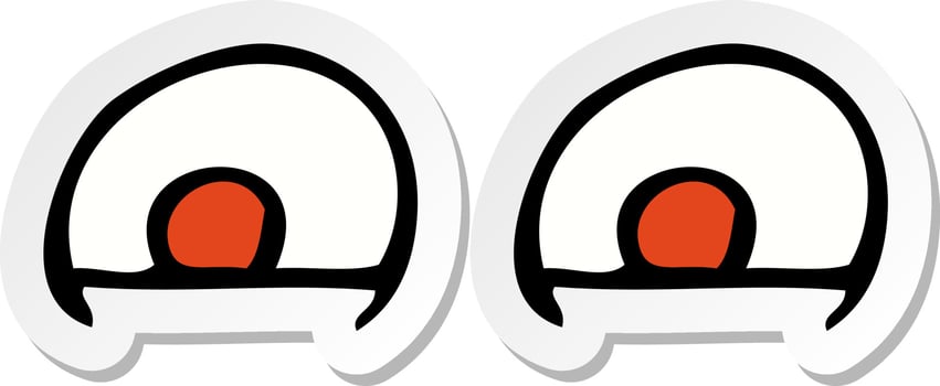 sticker of a cartoon red eyes vector