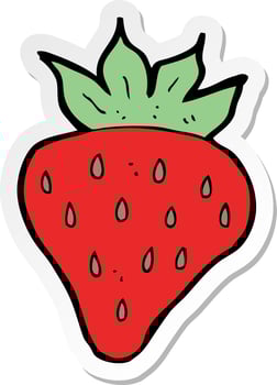 sticker of a cartoon strawberry vector