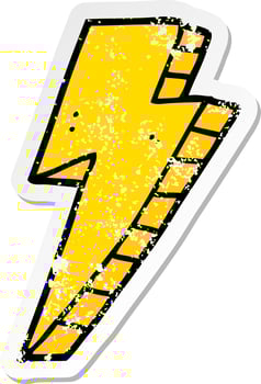 distressed sticker of a cartoon lightning bolt vector