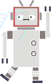 flat color retro cartoon robot vector